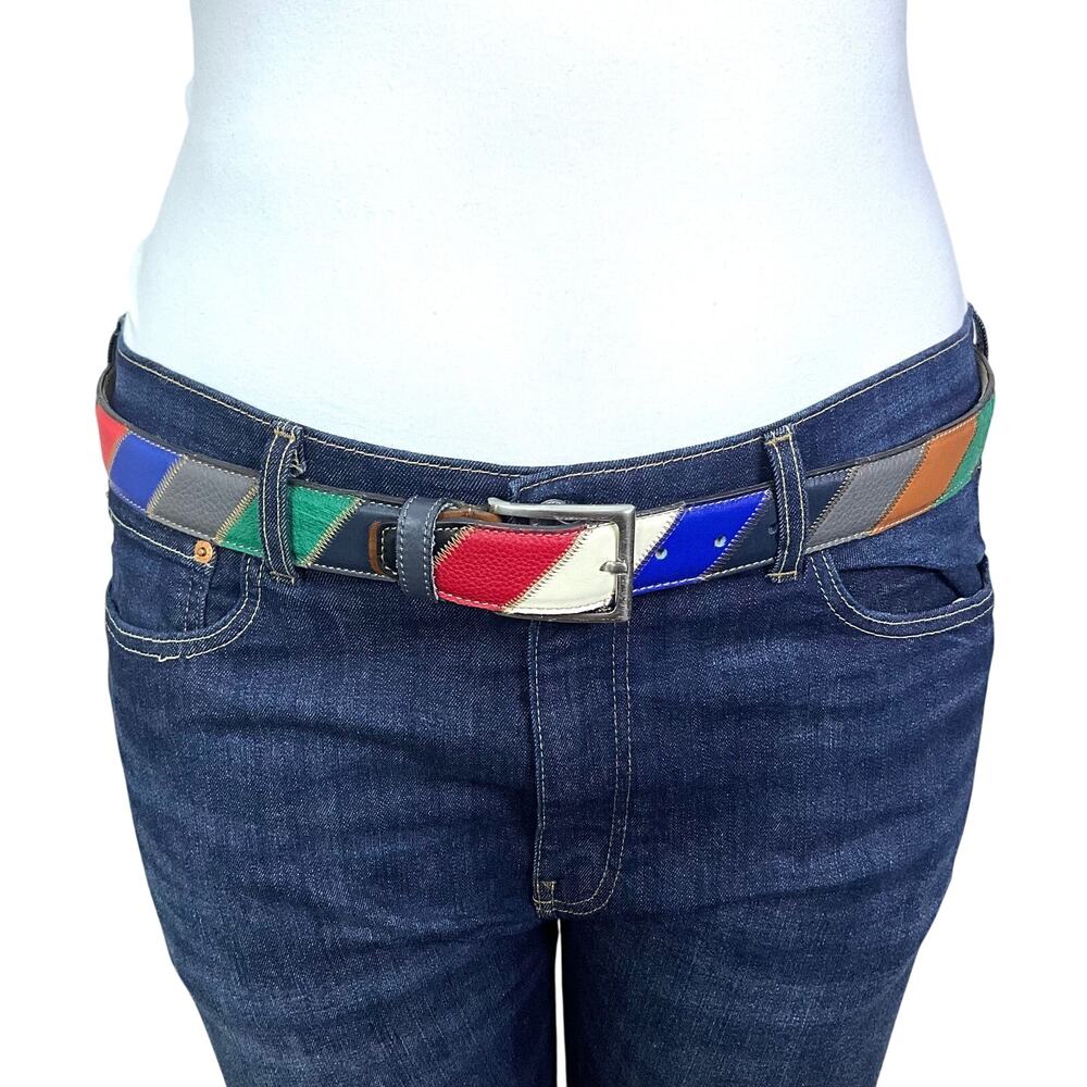 Vintage Firenze Rainbow Whimsy Patchwork Belt: Wh… - image 1
